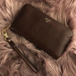 Oxblood Fossil Phone Wallet